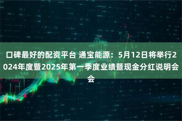 口碑最好的配资平台 通宝能源：5月12日将举行2024年度暨2025年第一季度业绩暨现金分红说明会
