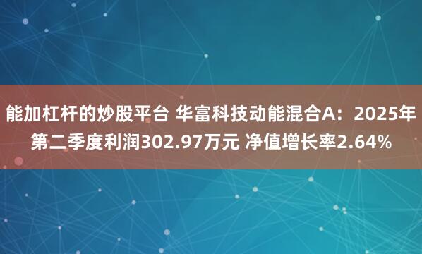 能加杠杆的炒股平台 华富科技动能混合A：2025年第二季度利润302.97万元 净值增长率2.64%